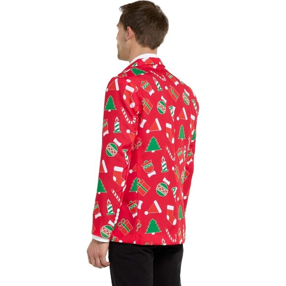 Men's Christmas Blazer Ugly X-Mas Holiday Print Outfit Only Suit Jacket - Picture 3 of 6